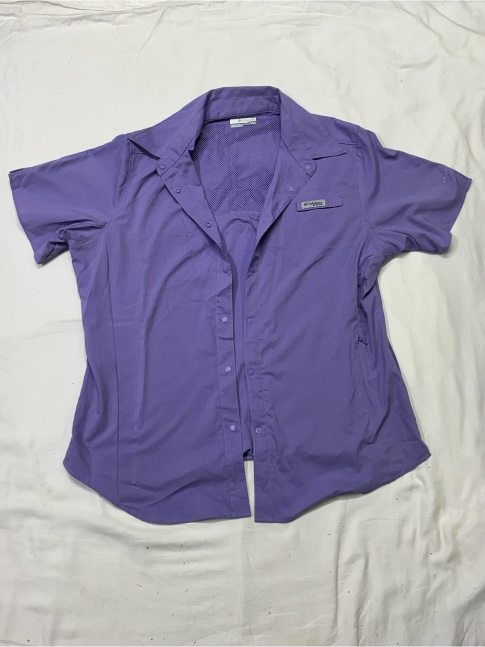 Columbia Purple Short Sleeve Outdoor Button-Up Shirt